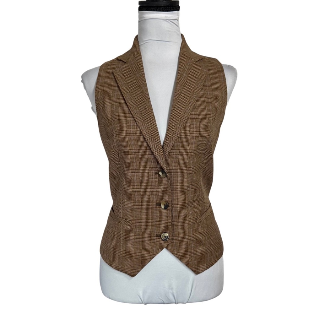 Liz Claiborne 90s Plaid‎ Vest Tailored Suit Waistcoat Size 6 Heritage Equestrian - Picture 5 of 15